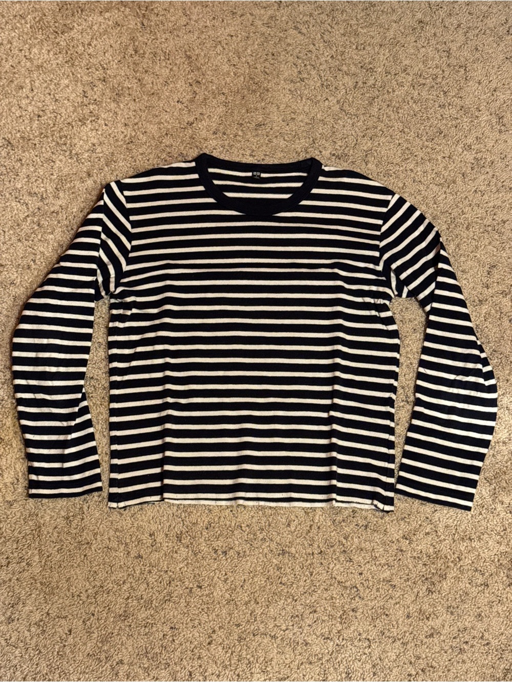 Uniqlo Striped Crew Neck Long Sleeve T-Shirt Size Small (ALTERED)